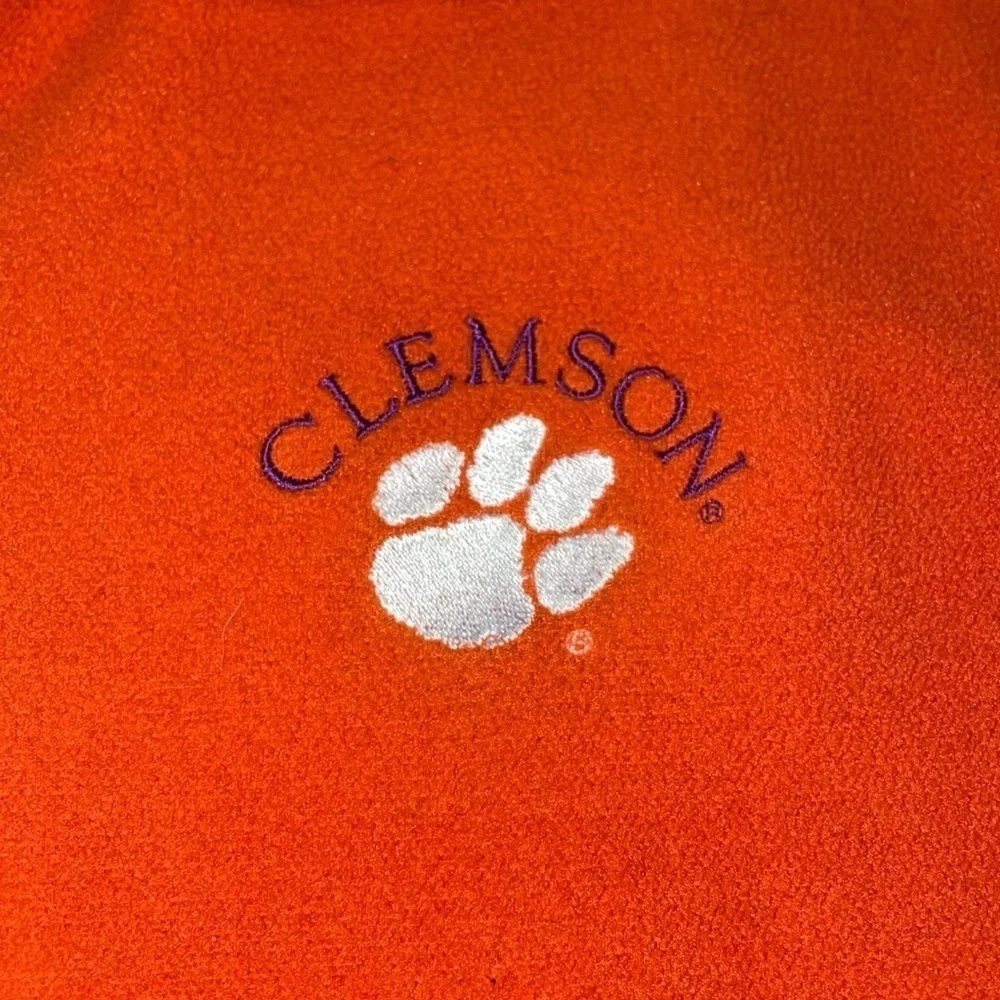 Antigua mens medium Quarter Zip Sweater fleece pullover Clemson orange embroider